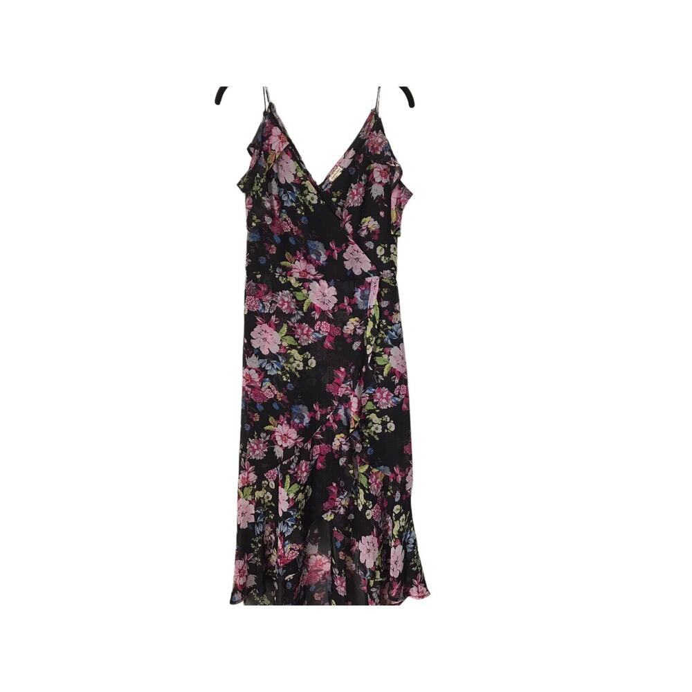 Eyeshadow Dress Womens Size M Multicolor Floral Surplice High Low Ruffle Cami
